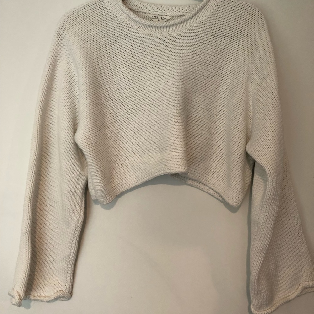White Knitted Crop Sweater